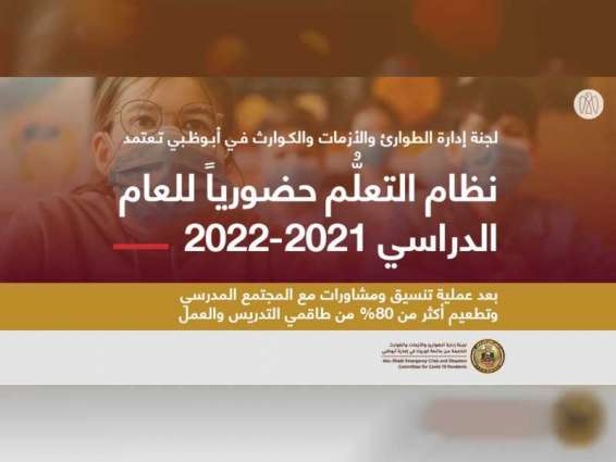 لجنة إدارة الطوارئ والأزمات والكوارث في أبوظبي تعتمد نظام التعلُّم حضورياً للعام الدراسي 2021-2022