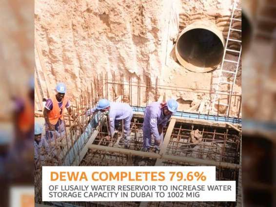 DEWA completes 79.6% of Lusaily water reservoir to increase water storage capacity in Dubai to 1002 MIG