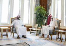 Emir of Qatar receives delegation led by Tahnoun bin Zayed