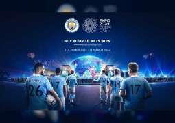 Manchester City celebrates Expo 2020 logo during its confrontation with Arsenal