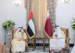 Mohammed bin Rashid meets with Emir of Qatar on sidelines of Baghdad Conference for Cooperation and Partnership