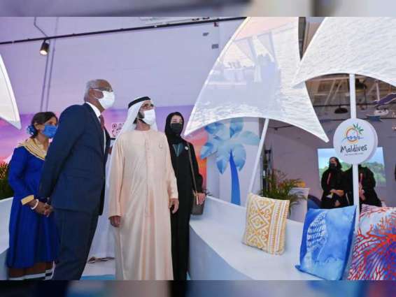 محمد بن راشد يلتقي رئيس المالديف ويزور جناحها وأجنحة مصر وفلسطين وسويسرا في إكسبو دبي