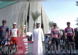 منصور بن محمد يرحب بنجوم العالم المشاركين في سباق "كرايتيريوم جيرو دي ايتاليا - دبي"