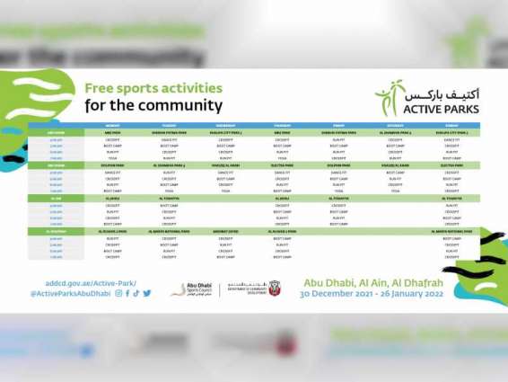 Abu Dhabi's 'Active Parks' initiative schedule announced