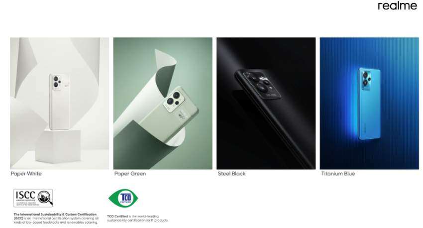 realme GT 2 Series has four color variants – Paper White, Paper Green, Steel Black, Titanium Blue.