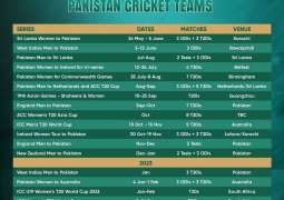 Pakistan announce busy 12 months for national sides