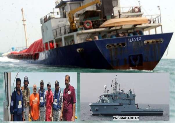 PNS Madadgar Provides Technical Assistance To Merchant Vessel At Sea