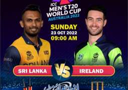 T20 World Cup 2022 Match 15 Sri Lanka Vs. Ireland