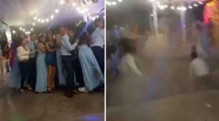 شاھد : انھیار حلبة الرقص خلال حفل التخرج فی سان مارتن