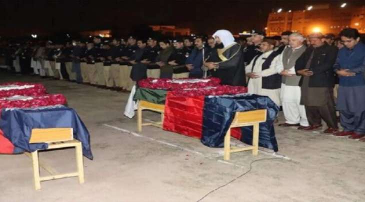 تشیع جنازة جماعیة لضحایا الشرطة فی الھجوم الارھابي بمدینة بشاور