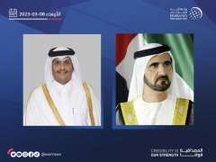 محمد بن راشد يهنئ محمد بن عبدالرحمن بمناسبة تعيينه رئيسا لمجلس الوزراء القطري