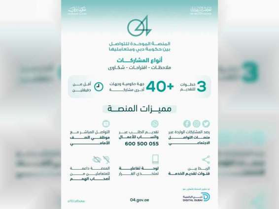 حمدان بن محمد يطلق منصة "04" للتواصل المباشر بين المتعاملين وحكومة دبي ويؤكد مكانة دبي كنموذج لحكومات المستقبل