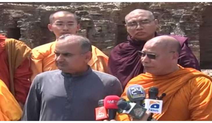 Buddhist Monks visit historical sites at Takht Bhai in Mardan