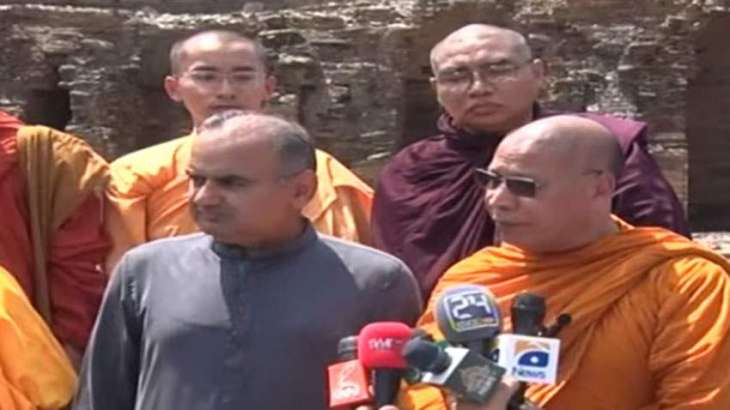 Buddhist Monks visit historical sites at Takht Bhai in Mardan