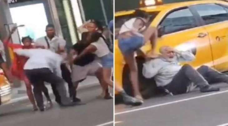 سائق أجرة یتعرض للاعتداء بالضرب علی ید مجموعة من أشخاص بمدینة نیویورک