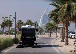 Dubai Municipality initiates testing of a self-driving electric vehicle to clean up bicycle trails on Dubai's beaches”
