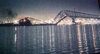 Baltimore bridge collapses due to ship collision