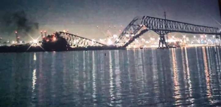 Baltimore bridge collapses due to ship collision