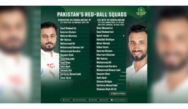Pakistan announces 17-member squad for Test series against Bangladesh