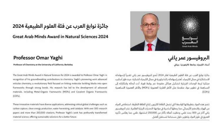 Mohammed bin Rashid congratulates winner of Great Arab Minds Award in Natural Sciences