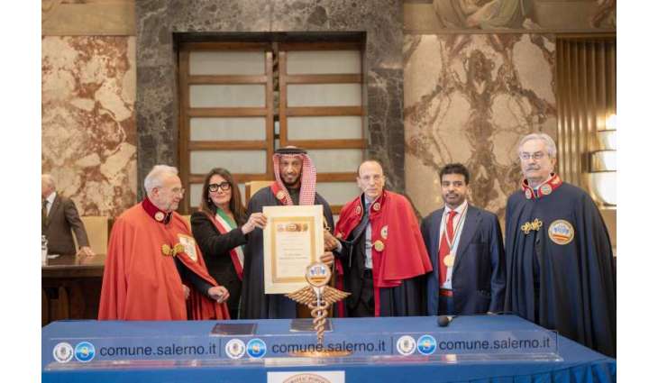 Italy's Salerno School of Medicine awards Abdulla Al Hamed Honorary Doctorate in Humanities; Membership in Supreme College