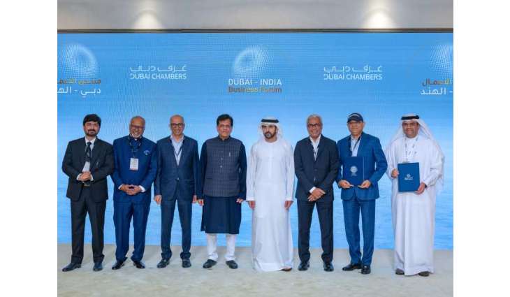 Hamdan bin Mohammed, India’s Minister of Commerce and Industry witness signing of 8 strategic agreements