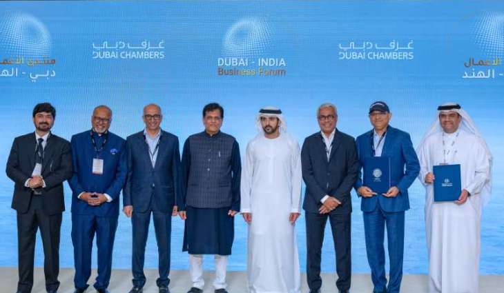 Hamdan bin Mohammed, India’s Minister of Commerce and Industry witness signing of 8 strategic agreements