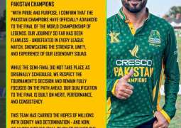 Pakistan Champions Advance to World Championship of Legends Final, Confirms Team Owner Kamil Khan