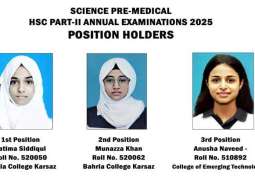 Karachi Inter Board HSC Pre-Medical Results 2025: Female students secure top three positions