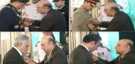 President Zardari confers top civil and military awards on Independence Day 