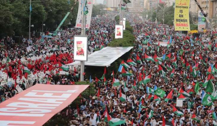 الجماعة الاسلامیة الباکستانیة تنظم مسیرة ملیونیة موٴیدة لفلسطین بمدینة کراتشي