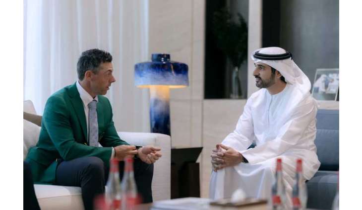 Hamdan bin Mohammed meets with golf superstar Rory McIlroy