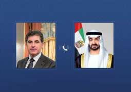 رئيس الدولة يجري اتصالاً هاتفياً مع رئيس إقليم كردستان العراق..أدان خلاله الهجوم الإرهابي الذي استهدف منزله