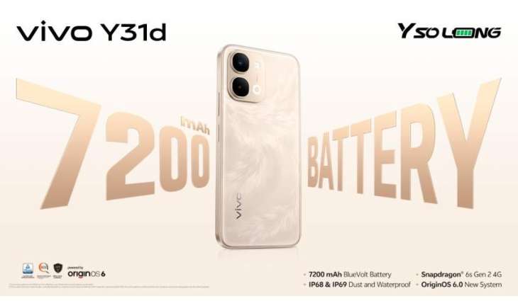 vivo Pakistan Launches Y31d with 7200mAh Power and 25-Dimension Safety, Featuring vivo’s Largest Battery Yet