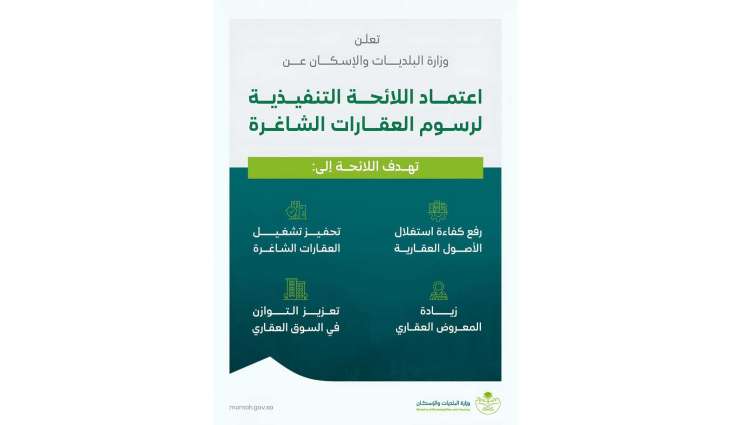 وزارة البلديات والإسكان: اعتماد اللائحة التنفيذية لرسوم العقارات الشاغرة