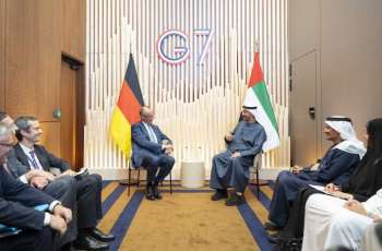على هامش قمة مجموعة السبع..رئيس الدولة والمستشار الألماني يبحثان تعزيز علاقات التعاون بين البلدين والتطورات الإقليمية