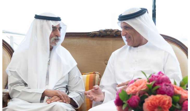 Saud bin Saqr receives Nahyan bin Mubarak, commends his support for national initiatives