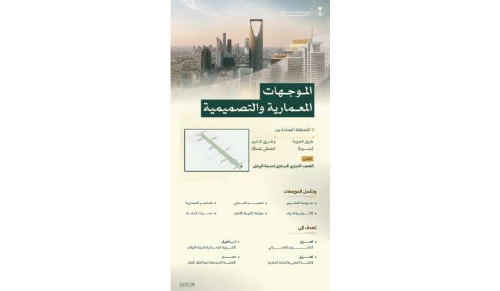 الهيئة الملكية لمدينة الرياض تبدأ تطبيق الموجهات التصميمية والمعمارية للمنطقة الممتدة بين طريق العروبة والطريق الدائري الشمالي