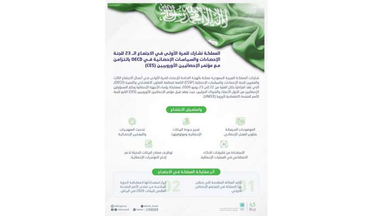 المملكة تُشارك في الاجتماع الــ 23 للجنة الإحصاءات والسياسات الإحصائية في OECD