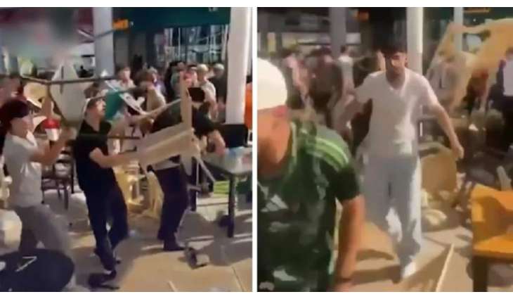 مشاجرة بالکراسي في مطعم قطري أثناء مشاھدة مباراة کأس العالم