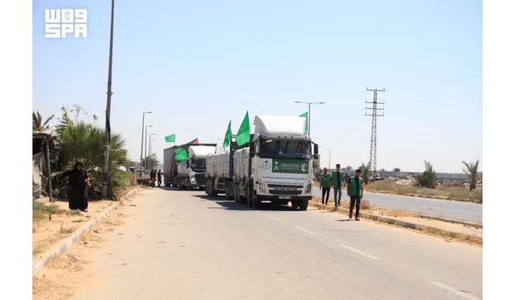 New Saudi Humanitarian Aid Convoy Arrives in Gaza Strip