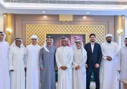 Abdulaziz bin Humaid receives guests of 'Gulf Council' in Ajman, affirms importance of investing in sporting talent