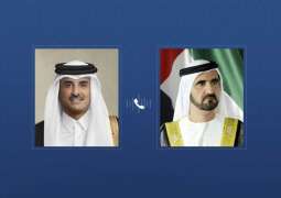 محمد بن راشد يعزي هاتفيا أمير دولة قطر بوفاة الشيخ حمد بن خليفة آل ثاني