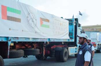 Five UAE aid convoys,  carrying 938 tonnes of humanitarian assistance, enter Gaza Strip