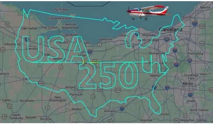 Pilot draws giant 'USA 250' in Ohio sky to celebrate America's 250th anniversary