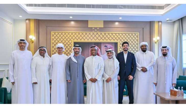 Abdulaziz bin Humaid receives guests of 'Gulf Council' in Ajman, affirms importance of investing in sporting talent