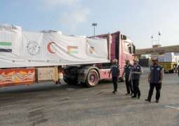 Under 'Operation Chivalrous Knight 3', five UAE aid convoys carrying 792 tonnes of relief supplies enter Gaza Strip 